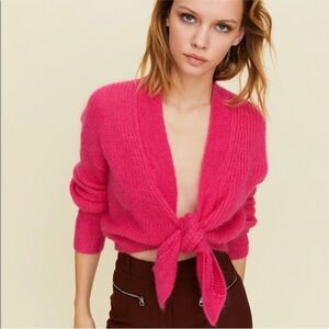 Little Moon Fuschia Wool Tie-up Cardigan